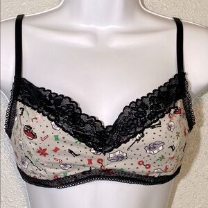 Savage X Fenty Black and Gray Lace Bra with Adjustable Straps